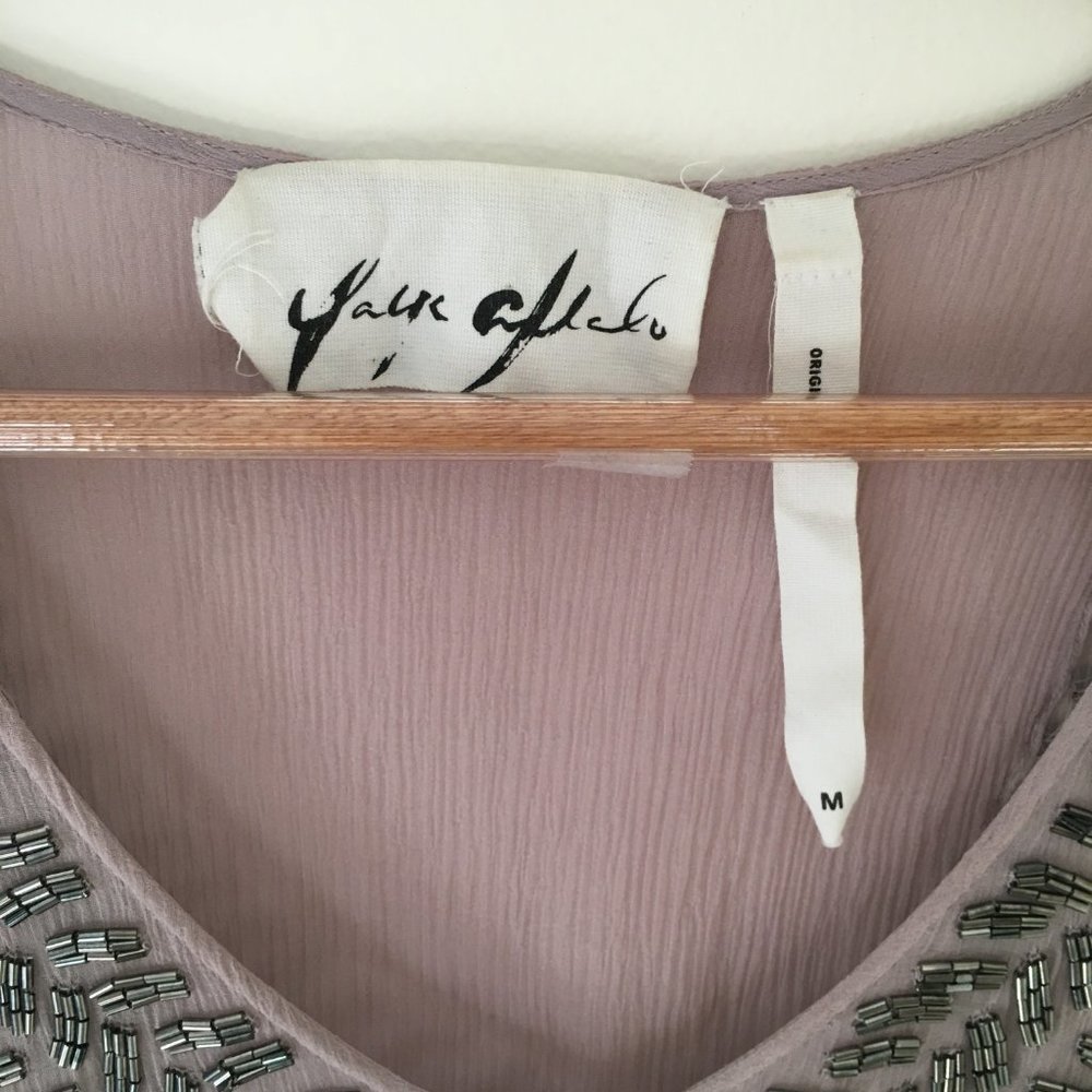 YaYa Aflalo Sheer Silk Beaded Mini Dress - Picture 3 of 7